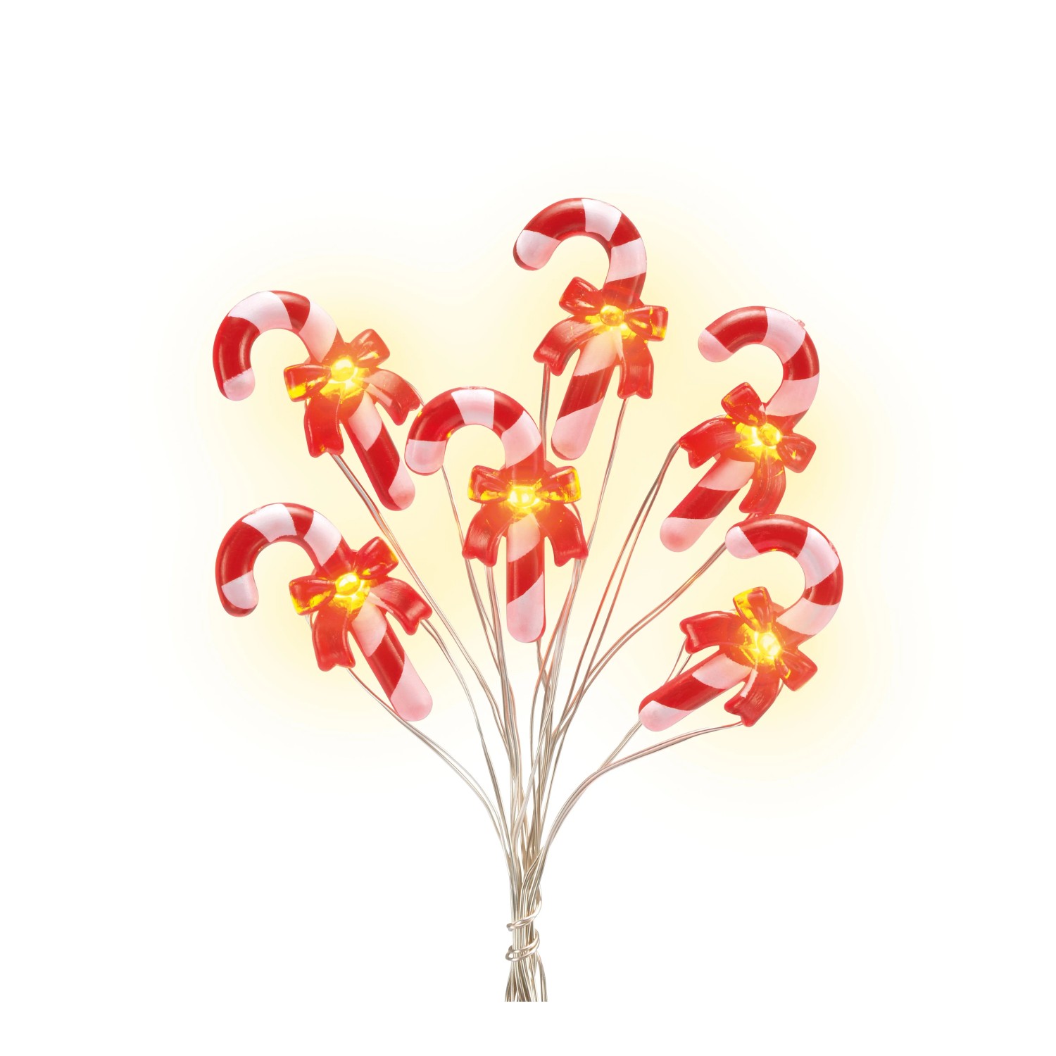 OBI LED Lichterkette Zuckerstangen 20 LEDs Warmweiß Batteriebetrieben Rot-Weiß kaufen bei OBI
