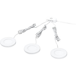 Ledvance LED-Unterbauleuchte Spotmagnet, 3-flammig, weiß, runde Unterschrankleuchte.