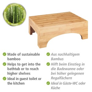WENKO Badschemel Bambusa aus Bambus, praktischer Tritt für Bad und Haushalt.