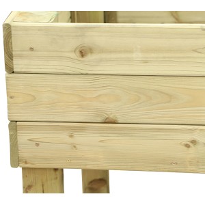 Detailansicht des Siena Garden Gartenbeets Emma aus Kiefernholz, naturbelassen.