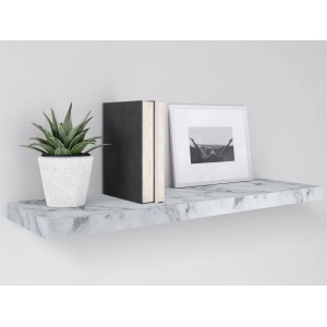 Weißes Wandregal Carlton (80x24x3,8 cm) mit Deko-Elementen. Modernes Design für Wohnzimmer, Flur oder Küche.