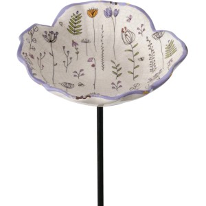 Boltze Gartenstab Garden Kamilla, 2-fach sortiert, mit floralem Dekor und lila Rand.