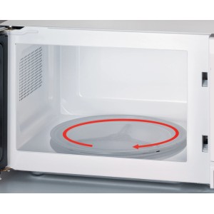 Innenraum der weißen Silva Homeline Mikrowelle MW 21.1 mit Drehteller.