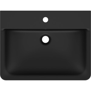 Schwarzer Ideal Standard Connect Air Waschtisch, 60x46 cm, mit Hahnloch und Überlauf.