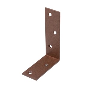 Duravis Balkenwinkel, ungleichschenklig, rostbraun, mit Löchern für Schrauben.