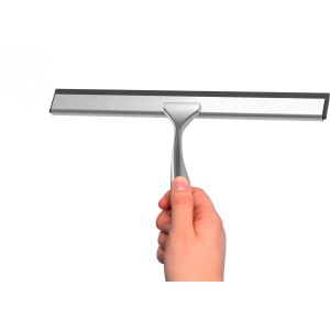 Eisl Glasabzieher für Dusche mit verchromtem Griff in Hand, Badhelfer.