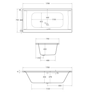 Ottofond Whirlpool-Komplettset Rosa Weiß 170 cm x 75 cm