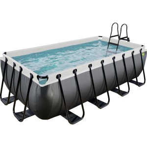 Rechteckiger Exit Black Leather Stahlrahmen Pool 400x200 mit Leiter und Filterpumpe.