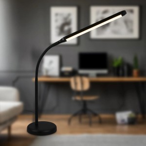 Schwarze Brilo LED-Tischleuchte Mura mit Touchdimmer und schwenkbarem Kopf, 36,6 cm.