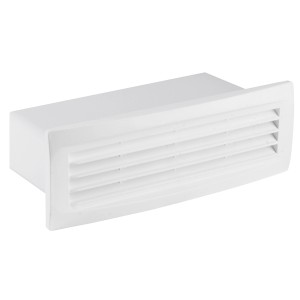 Weißes Vierkantrohr-Außengitter System 125 aus Kunststoff für Dunstabzugshauben.