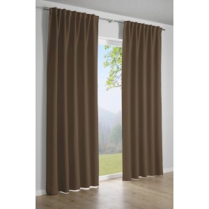 Bennetti Dimout Schal in Taupe, blickdichter Fenstervorhang mit Gardinenband, 140x175 cm.