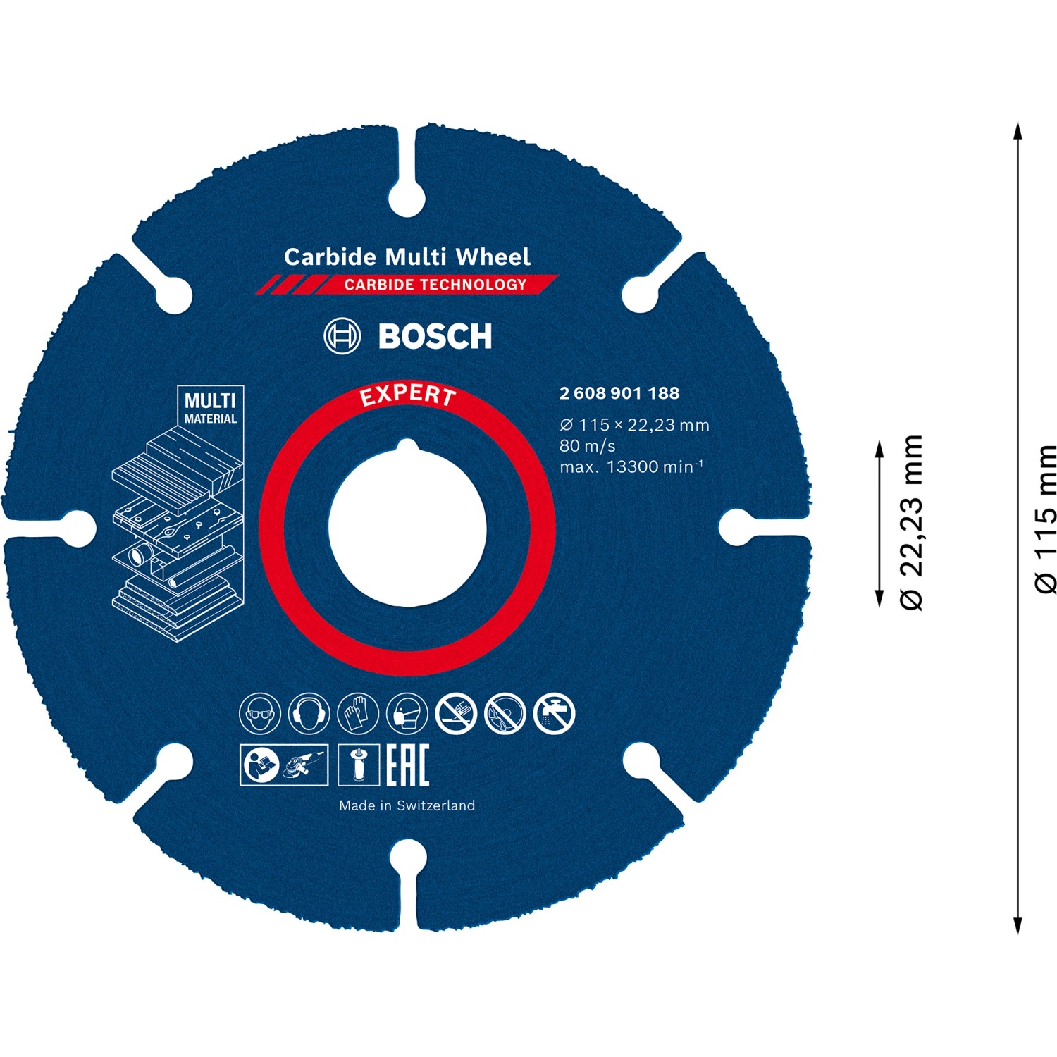 Bosch Expert Trennscheibe Carbide Multi Wheel, 115mm, für Winkelschleifer Zubehör.