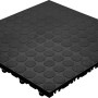 Schwarze Florco Kunststoff-Klickfliese „spot“ (40x40 cm, 6 Stk./VPE) mit Punktmuster.