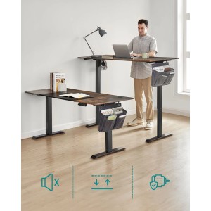 Songmics Schreibtisch Balok Höhenverstellbar 120 cm Braun-Schwarz