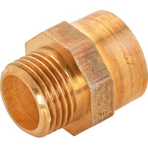 Löt-Übergangsnippel aus Rotguss, 22 mm x 21 mm (R 1/2), für Kupferrohre.