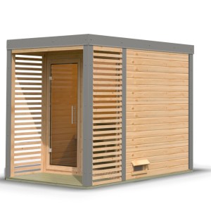 Karibu Saunahaus "Seros 1" Naturbelassen/Graualuminium