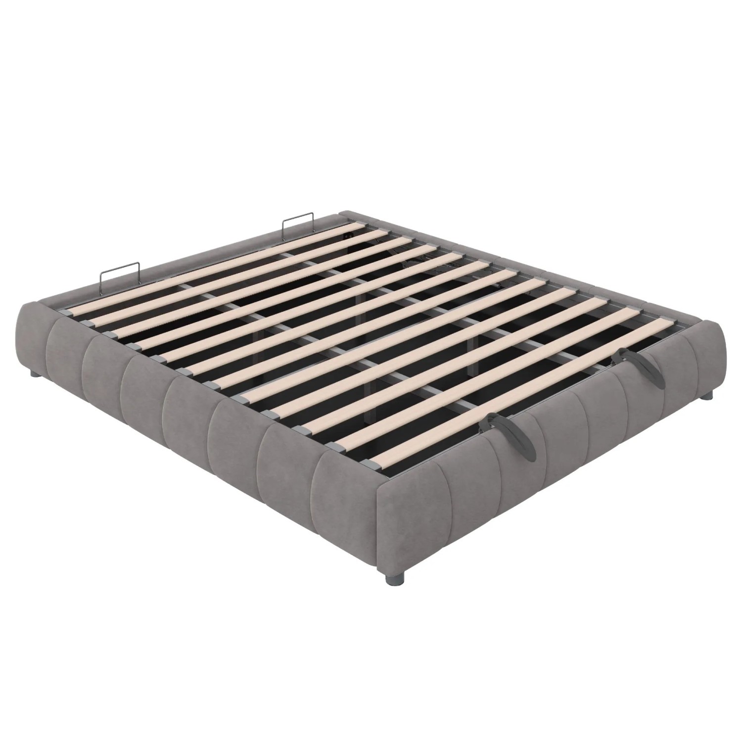 okwish Polsterbett 180x200cm mit LED Beleuchtung und Stauraum Grau ohne Matratze_9
