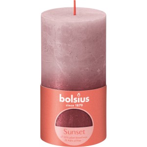 Bolsius Rustik-Kerze Sunset, eschenrosé-rot, 130/68 mm. Stumpenkerze für stimmungsvolles Licht.