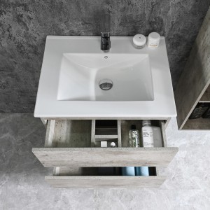 Sanotechnik Einzelwaschtisch Corbo, 60 cm, Grau Matt, mit Softclose und zwei Schubladen.