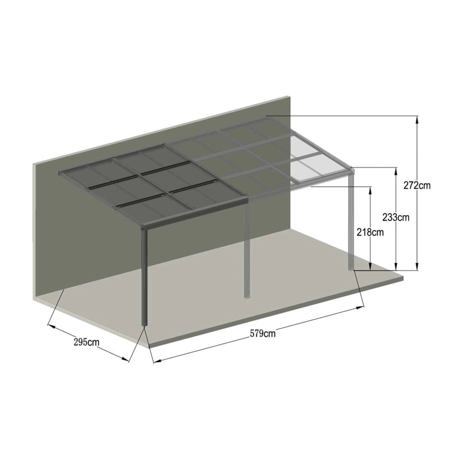 Home Deluxe Terrassenüberdachung Solis Deluxe, 579x295 cm, Anthrazit, Maße