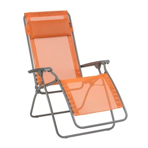Lafuma Relaxsessel R Clip Batyline Clementine, orangefarbene Sonnenliege mit Stahlgestell.