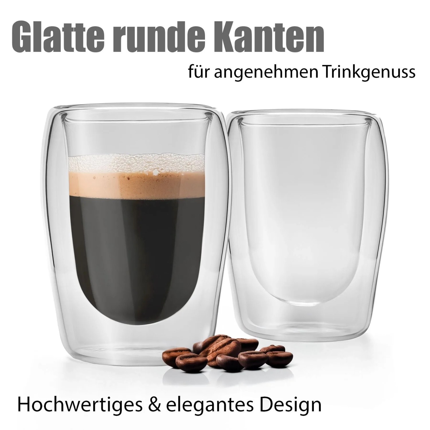 BigDean 4 Stück Doppelwandige Espresso Gläser 80 ml in Gastro Qualität Moderne Espressogläser Espressotassen Glas Set in Geschenkverpackung kaufen bei OBI