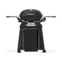 Schwarzer Weber Gasgrill Q2200N mit Rollwagen und Alugussdeckel.