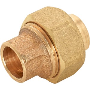 Löt-Verschraubung aus Rotguss, Ø 15 mm, für Kupferrohre, lösbare Verbindung.