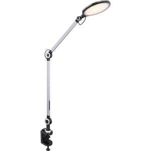 Schwarze Globo LED Tischleuchte Urias mit verstellbarem Arm und Tischklemme.