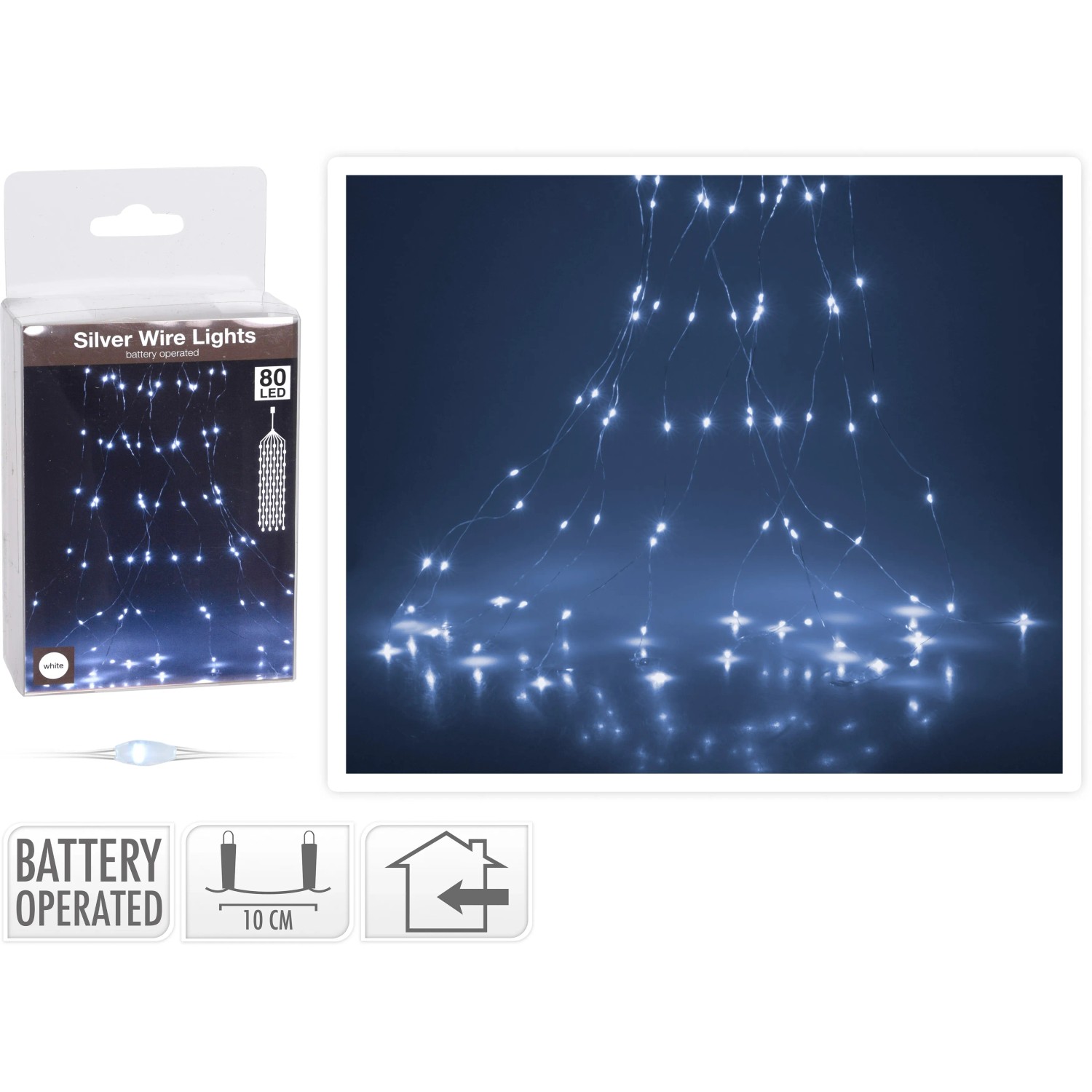 LED Lichterkette Schweif 80 kaltweiße LEDs Silberdraht innen kaufen bei OBI