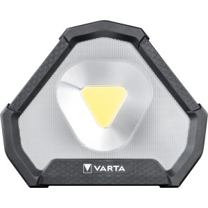 Varta Akku-LED-Taschenlampe Work Flex Stadium Light, robuste Arbeitsleuchte mit hellem, dreieckigem LED-Licht.