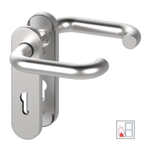 Basi Feuerschutz-Türbeschlag, Kurzschild, Edelstahl, U-Form