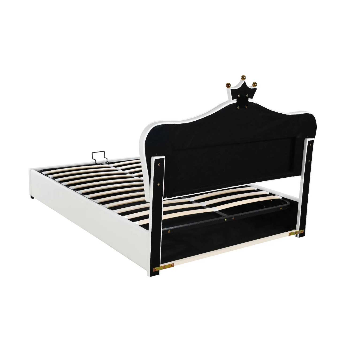 okwish Polsterbett 140x200cm mit Hydraulischem Stauraum LED Kinderbett Weiß ohne Matratze_8