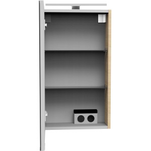 Offener Fackelmann Spiegelschrank SBC Sandeiche 40 cm mit Einlegeböden.