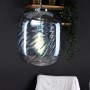 LUCE Design Pendelleuchte Nereide mit blauem Glas und Wellenmuster für interessante Lichteffekte.