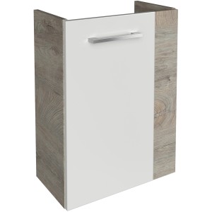 Fackelmann Waschbeckenunterschrank SBC Eiche Natur, 44 cm breit, mit weißer Front und Griff.
