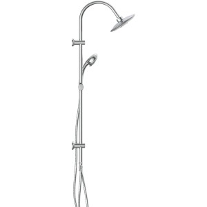 Chromfarbenes LED-Überkopfbrause-Set Galaxis mit Kopf- und Handbrause sowie Brausestange.