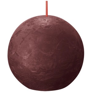 Bolsius Kugelkerze Shine, 76mm, Samtrot, rustikale Stumpenkerze für gemütliche Atmosphäre.