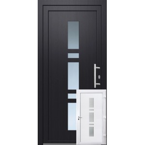 Kunststoff-Haustür 110 cm x 210 cm K017 Anschlag Rechts Anthrazit/Weiß