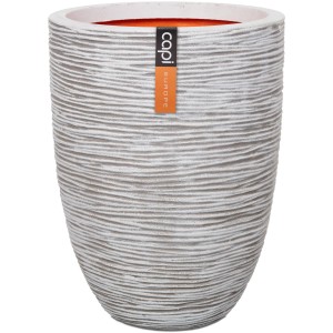 Elfenbeinfarbener Capi Pflanztopf Nature Rib Elegant mit Riffelstruktur, Ø 36 cm.