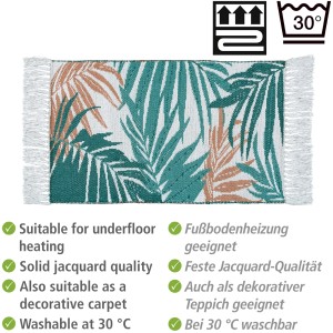 Wenko Badematte Suva mit Palmenmuster, aus recycelter Baumwolle, 50x80 cm.