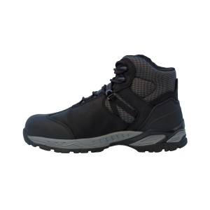 Schwarzer New Balance Sicherheitsstiefel Allsite S3, Größe 40, mit Fiberglas-Zehenkappe und Fersenstütze.
