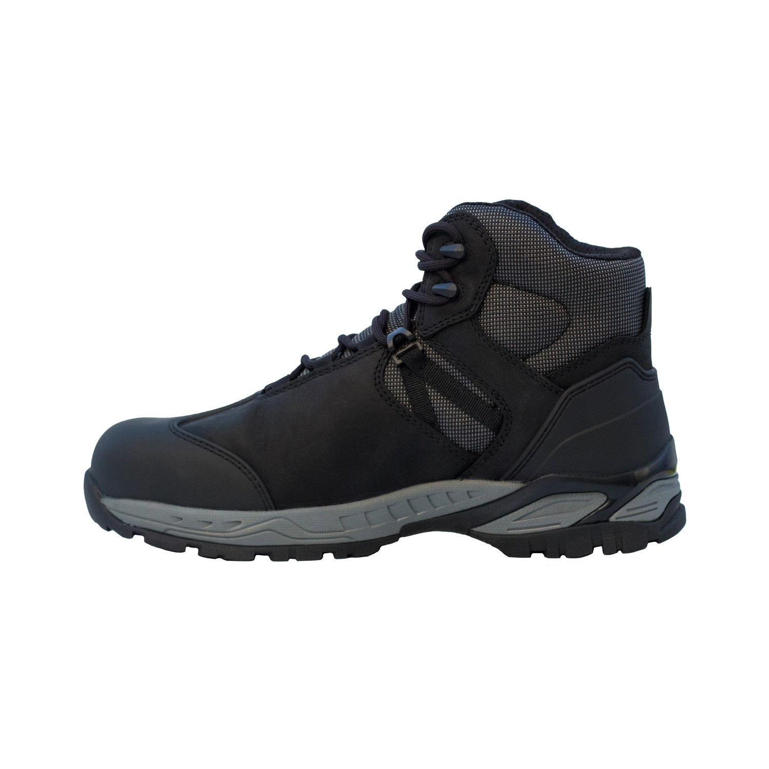 Schwarzer New Balance Sicherheitsstiefel Allsite S3, Größe 40, mit Fiberglas-Zehenkappe und Fersenstütze.