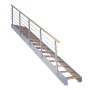 Treppe Kos 13 Stufen Eiche Rustik Natur 85 cm Metallgeländer Grau FSC®