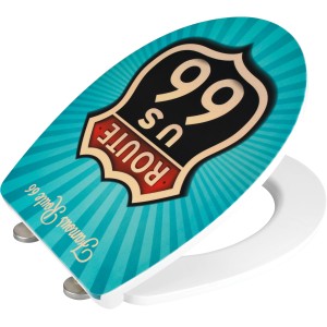 Wenko WC-Sitz Duroplast mit Route 66 Motiv und Absenkautomatik.