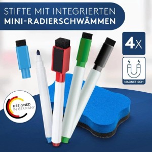 CREATEST Magnetischer Wochenplaner: 4 Stifte mit Schwamm, Dekoartikel für Organisation.