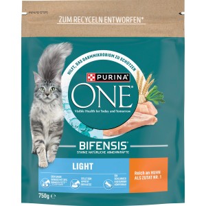 Purina One Light Katzenfutter mit Huhn, 750g Beutel. Trockenfutter für Katzen mit reduziertem Fettgehalt.