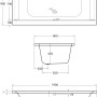 Technische Zeichnung Ottofond Badewanne Rosa, 190x90 cm, weiße Rechteck-Badewanne mit Maßangaben.