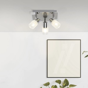 Brilliant LED-Spotrondell Lea, 3-flammig, Chrom/Weiß. Deckenleuchte mit drei schwenkbaren Spots.