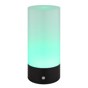 Globo Lex Tischleuchte: Schwarze, matte LED-Dekoleuchte mit RGBW-Farbwechsel und Touchdimmer.